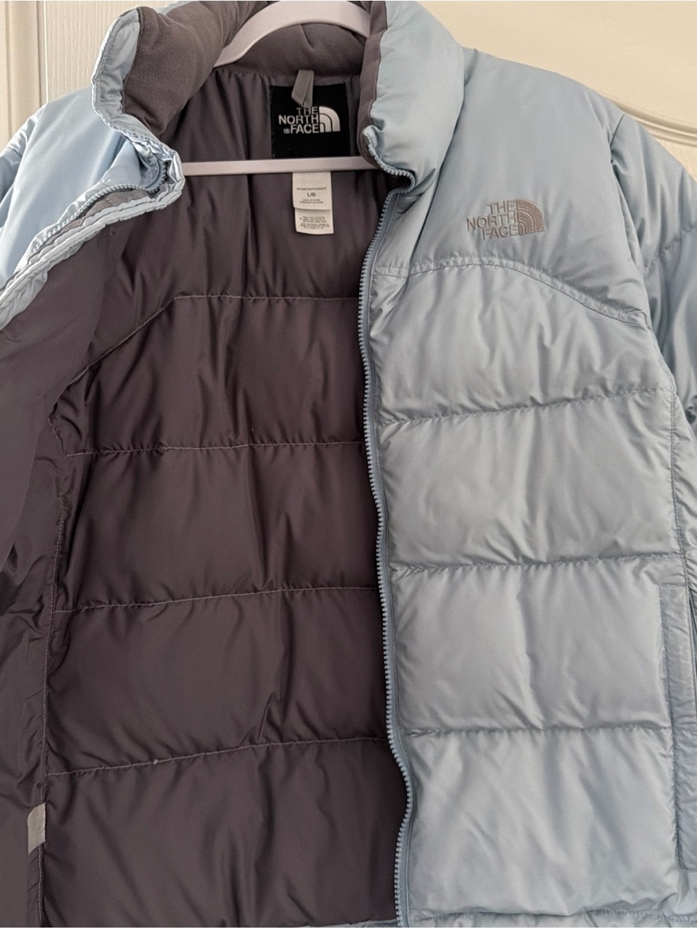Vintage The North Face 700 Down Puffer Jacket Womens L Ice Blue Nuptse Coat